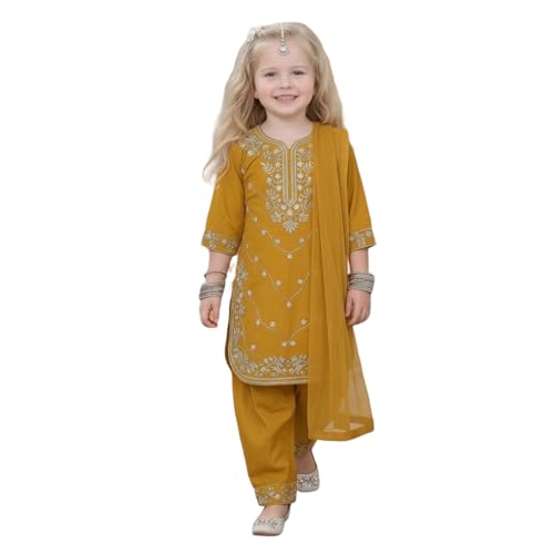 A.T.U.N. (ALL THINGS UBER NICE) Elegant Embroidered Heavy Thread Work 3 Piece Salwar Suit Set with Dupatta for Girls | Traditional Festive Ethnic Wear Party Outfit - Image 1