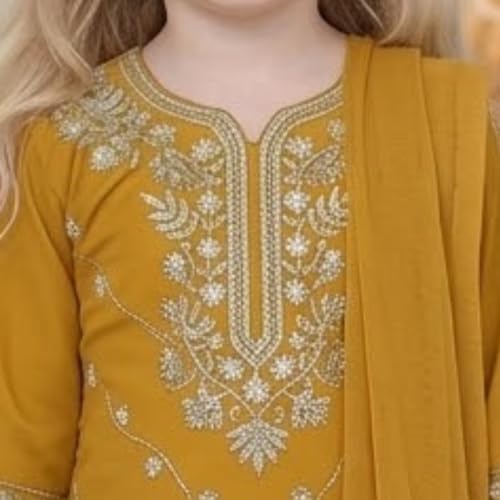 A.T.U.N. (ALL THINGS UBER NICE) Elegant Embroidered Heavy Thread Work 3 Piece Salwar Suit Set with Dupatta for Girls | Traditional Festive Ethnic Wear Party Outfit - Image 4