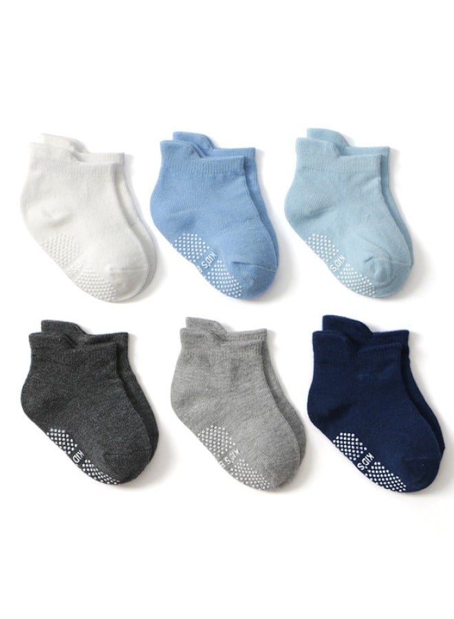 6 Pairs Kids Non-Slip Socks Toddler Anti Skid Sticky Socks Unisex Children Socks Winter Socks Cotton Socks Set Grip Crew Socks with Non-Slip Soles - Image 1