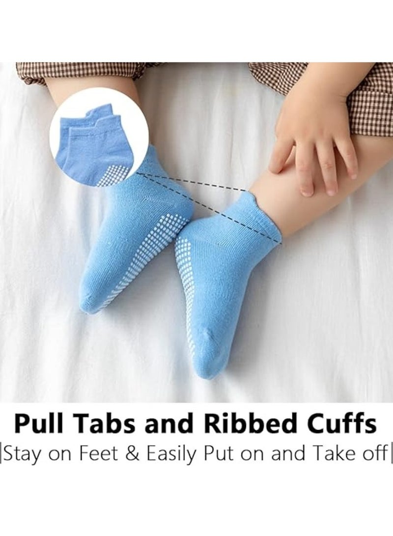 6 Pairs Kids Non-Slip Socks Toddler Anti Skid Sticky Socks Unisex Children Socks Winter Socks Cotton Socks Set Grip Crew Socks with Non-Slip Soles - Image 3