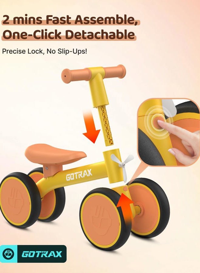 GOTRAX Baby Balance Bike 1-2 Years, 7" Front&Rear Silent Wheels, Sturdy Steel Frame 66 lbs Load, Quick 2-Min Assembly, CPC Certified, Comfortable Soft Seat, Toddler Birthday Gift for Boys&Girls Yellow - Image 5