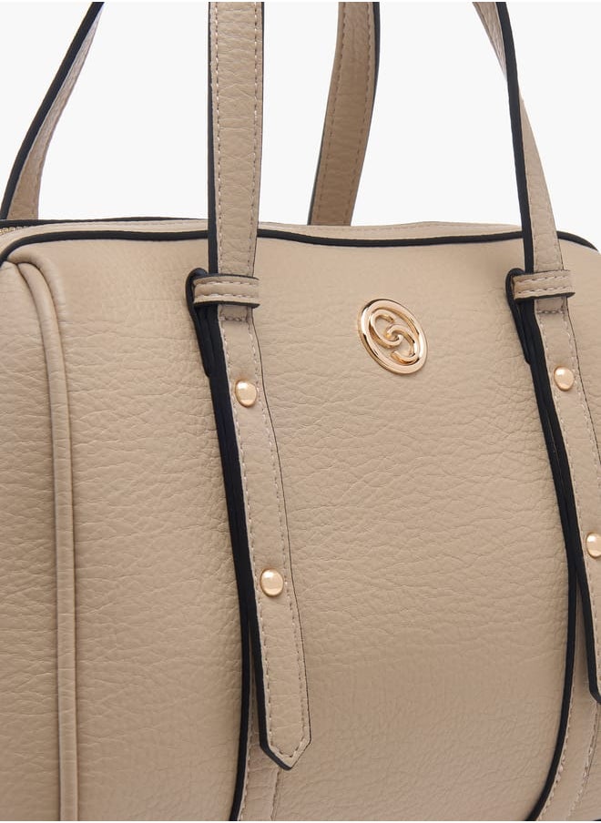 Celeste Women Textured Tote Bag with Double Handle and Zip Closure  - Image 4