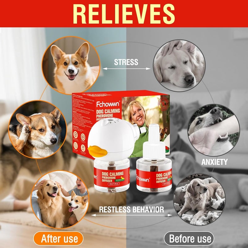 Fchowwn Dog Calming Pheromone Diffuser,Natural Anxiety Relief for Dogs,Reduces Stress and Promotes Relaxation,Perfect for Thunder,Travel and Vet Visits,Herbal Ingredients,Safe and Effective - Image 5