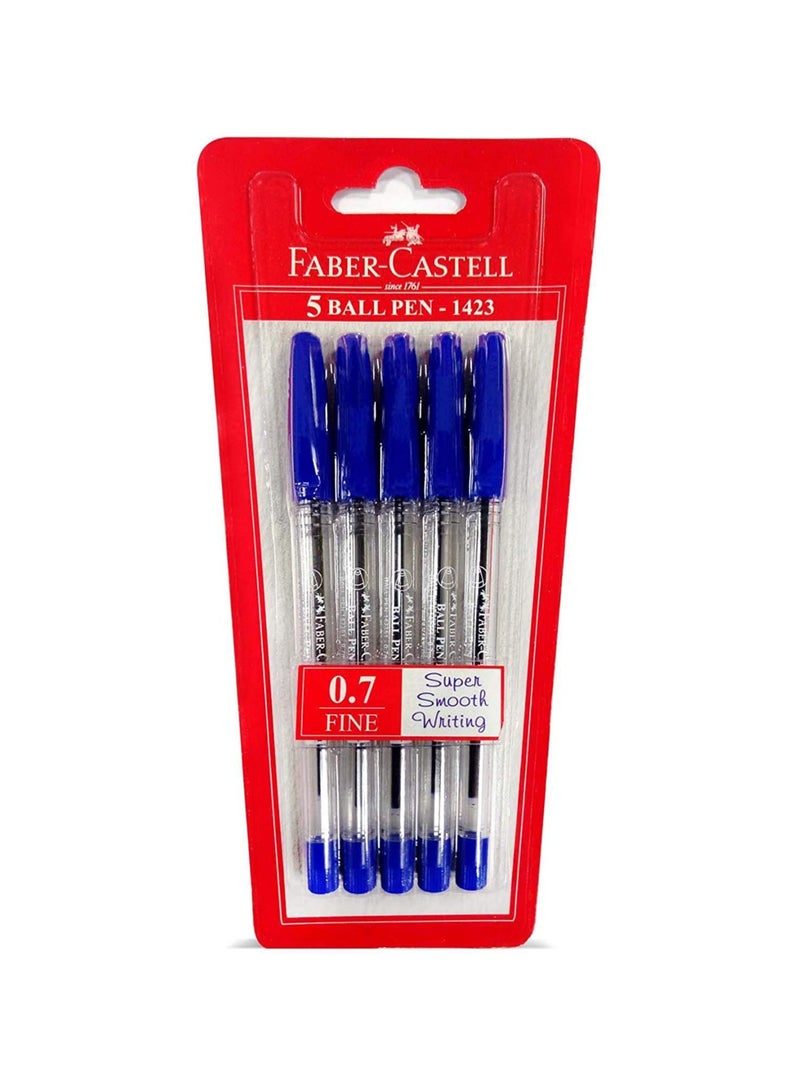 FABER-CASTELL 5-Piece Ball Pen Set Blue - Image 1