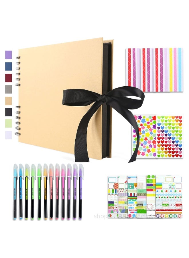 40-page Self-adhesive Photo Album Set, Yellow Kraft Paper - 4 Pieces, 28x20.5cm - Image 1