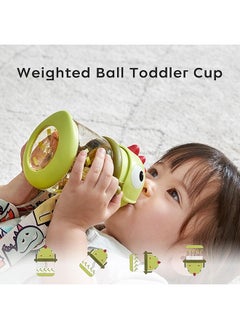 Babycare Babycare T-Rex Toby Sippy Cup Bottle for Toddlers – 300ml, White/Cream – BPA-Free, Leak-Proof, Easy-Grip Handles, Spill-Resistant Drinking Cup for Babies and Kids  - Image 2