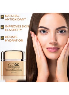GLO24K UNLEASH THE POWER OF GOLD Glo24K Eye Cream With 24K Gold Hyaluronic Acid Rosehip Oil And Vitamins. Minimizes Wrinkles And Finelines Around The Eyes.  - Image 5