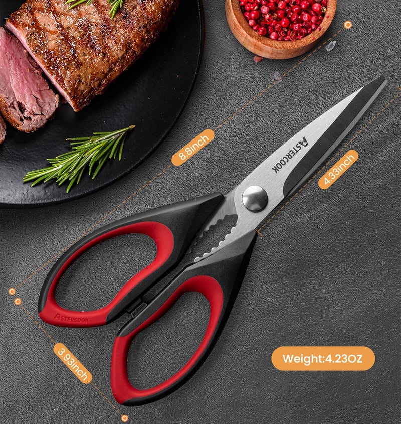Astercook Heavy Duty Kitchen Shears with Serrated Blade, Ergonomic Handle - For Poultry, Herbs, Vegetables - Image 4