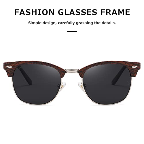 AEVOGUE Polarized Sunglasses For Women And Men Semi Rimless Frame Retro Sun Glasses AE0369 (Tortoise&Brown Woodgrain) - Image 3