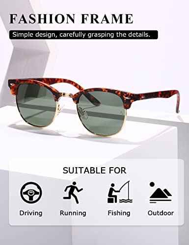AEVOGUE Polarized Sunglasses For Women And Men Semi Rimless Frame Retro Sun Glasses AE0369 (Tortoise&Brown Woodgrain) - Image 4