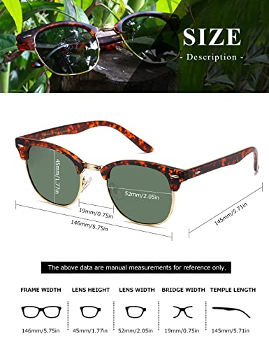 AEVOGUE Polarized Sunglasses For Women And Men Semi Rimless Frame Retro Sun Glasses AE0369 (Tortoise&Brown Woodgrain) - Image 5