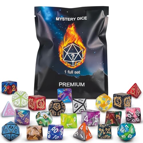 QMAY Polyhedral Dice 8PCS Mystery Dice Set Various Styles DND Dice Random DD Dice Patterns Dice Bag DND Gifts Suitable for Dungeons and Dragons RPG MTGRole Playing Table Game - Image 1