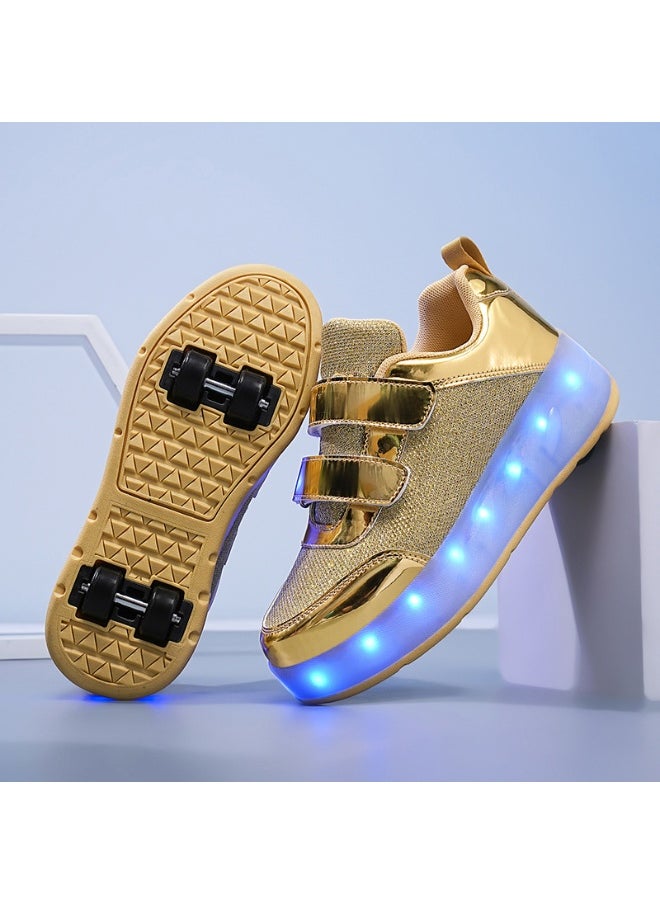 NIBEMINENT Kids Roller Skates Shoes 4 Wheels Roller Shoes Boys Girls Wheel Shoes Roller Sneakers Shoes for Beginner More Balanced  - Image 1