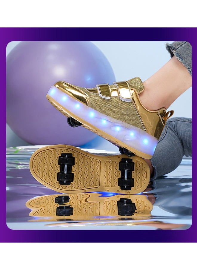 NIBEMINENT Kids Roller Skates Shoes 4 Wheels Roller Shoes Boys Girls Wheel Shoes Roller Sneakers Shoes for Beginner More Balanced  - Image 2