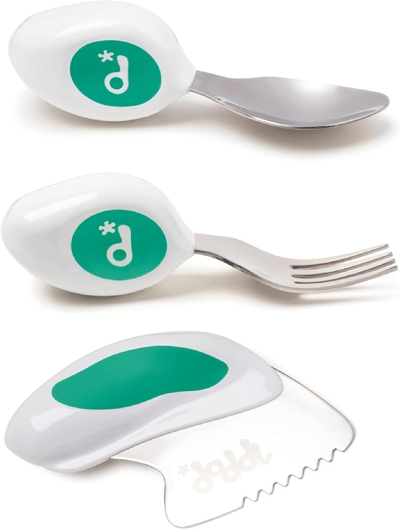 Doddl Cutlery Set for Children, Toddlers or Babies 12 Months +, Knife, Fork & Spoon Flatware That Promotes Self Feeding Helping Your Child to Use Silverware Utensils in The Right Way (Lime Green) - Image 1