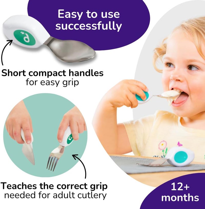 Doddl Cutlery Set for Children, Toddlers or Babies 12 Months +, Knife, Fork & Spoon Flatware That Promotes Self Feeding Helping Your Child to Use Silverware Utensils in The Right Way (Lime Green) - Image 3
