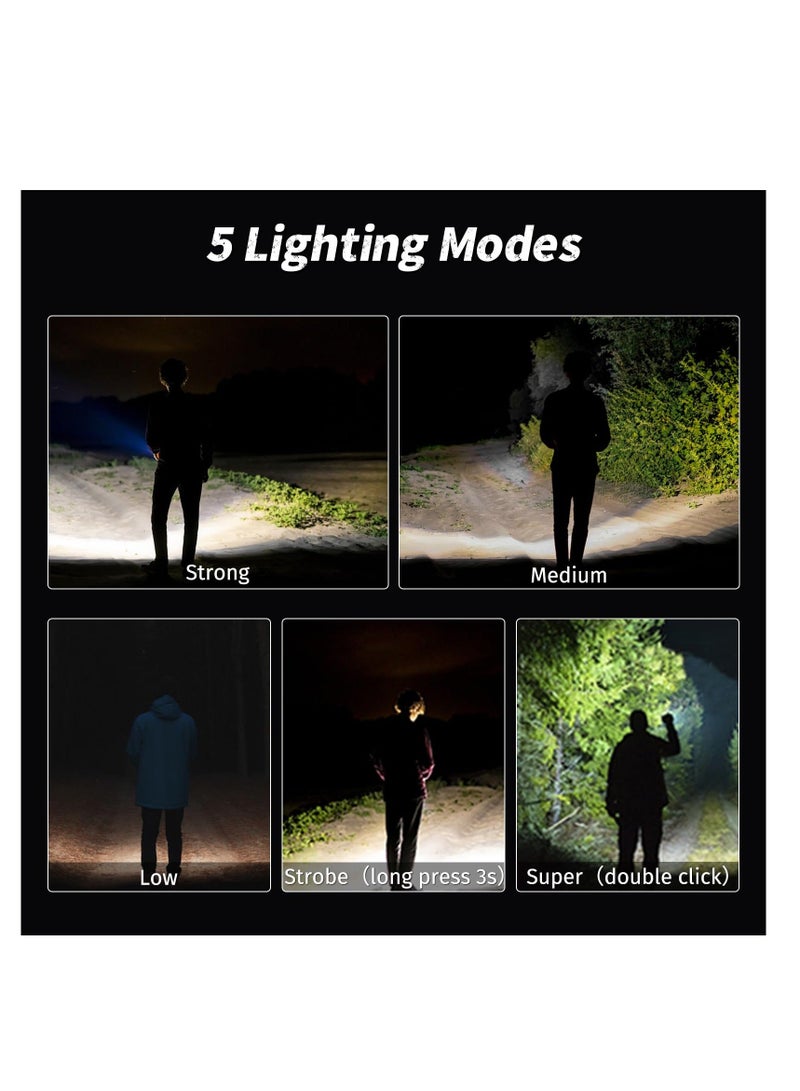 HOMESTAR Mini LED Flashlight Rechargeable USB C Charging, Small Flashlights Powerful Max 5000 Lumens with 5 Light Modes, Pocket Clip, Magnetic for EDC ,Camping, Hiking,Emergency - Image 2