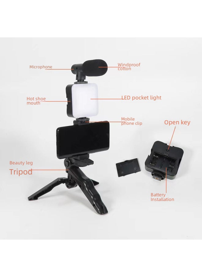 General - LED Pocket Fill Light Video Conference Live Desktop Tripod Beauty Leg Mini Handheld Square Photography Light-Specifications:Desktop Lamp Set (with Bluetooth Remote Control) - Image 1