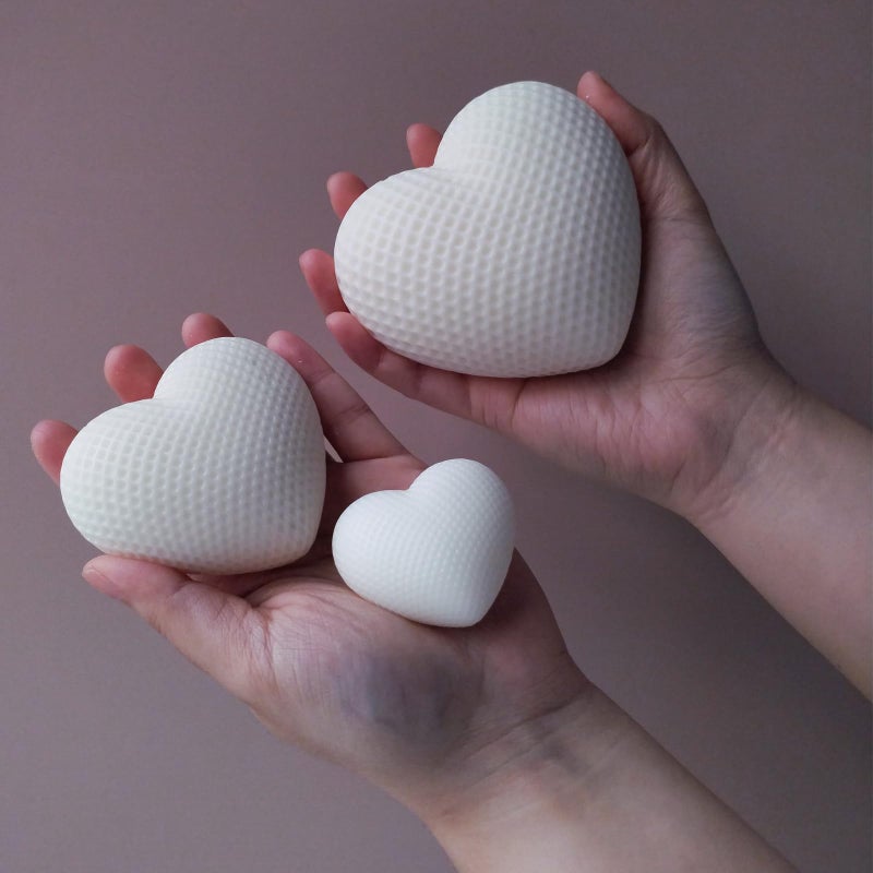 Japleed 3PCS Woven Mesh Heart Candle Soap Silicone Mold, Heart Shape Silicone Molds for Epoxy Resin Casting Concrete Wax Plaster, 3D Unique Valentine's Day Mold for DIY Craft Keychain Home Decor - Image 4