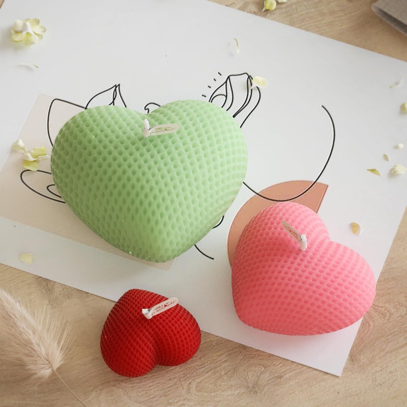 Japleed 3PCS Woven Mesh Heart Candle Soap Silicone Mold, Heart Shape Silicone Molds for Epoxy Resin Casting Concrete Wax Plaster, 3D Unique Valentine's Day Mold for DIY Craft Keychain Home Decor - Image 5