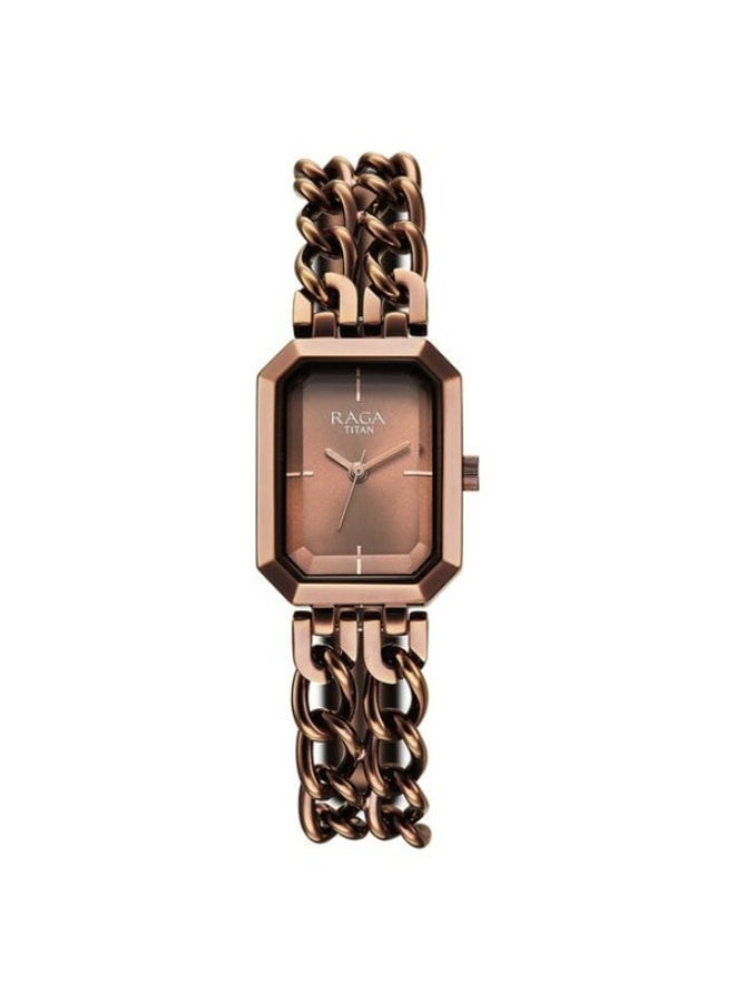 Titan Raga Showstopper Quartz Analog Brown Dial Metal Strap Watch For Women 95283QM01 - Image 1
