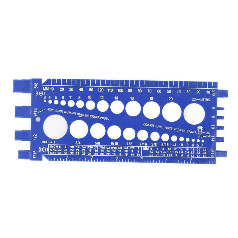 Asixxsix Metric Imperial Bolt Nut Thread Checker M3 To M22 And 4 To 34 Blue - Image 1