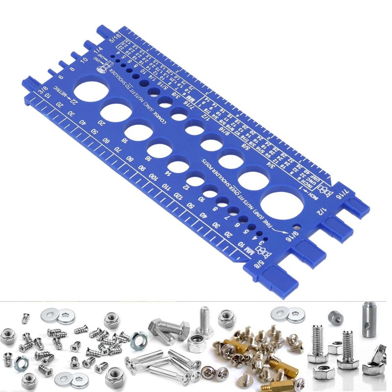 Asixxsix Metric Imperial Bolt Nut Thread Checker M3 To M22 And 4 To 34 Blue - Image 4