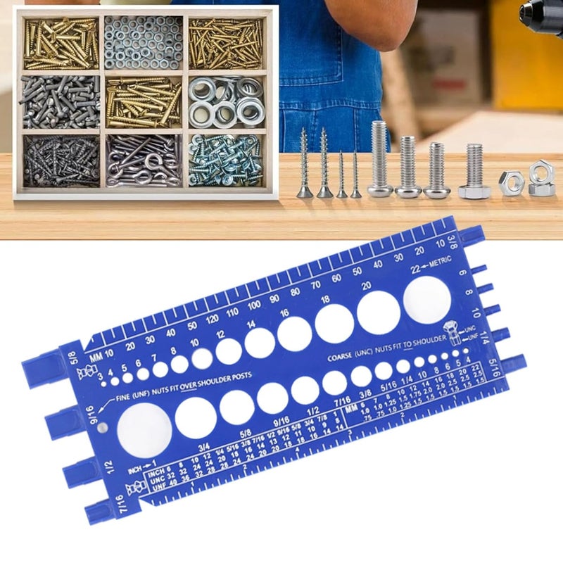 Asixxsix Metric Imperial Bolt Nut Thread Checker M3 To M22 And 4 To 34 Blue - Image 5