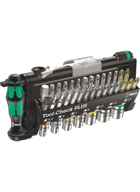 Tool-Check Plus Bits Set with Socket Ratchet Handle 05056490001