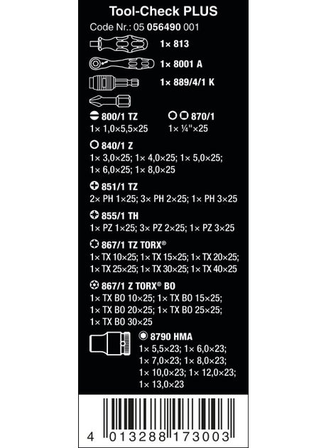Wera Tool-Check Plus Bits Set with Socket Ratchet Handle 05056490001  - Image 3