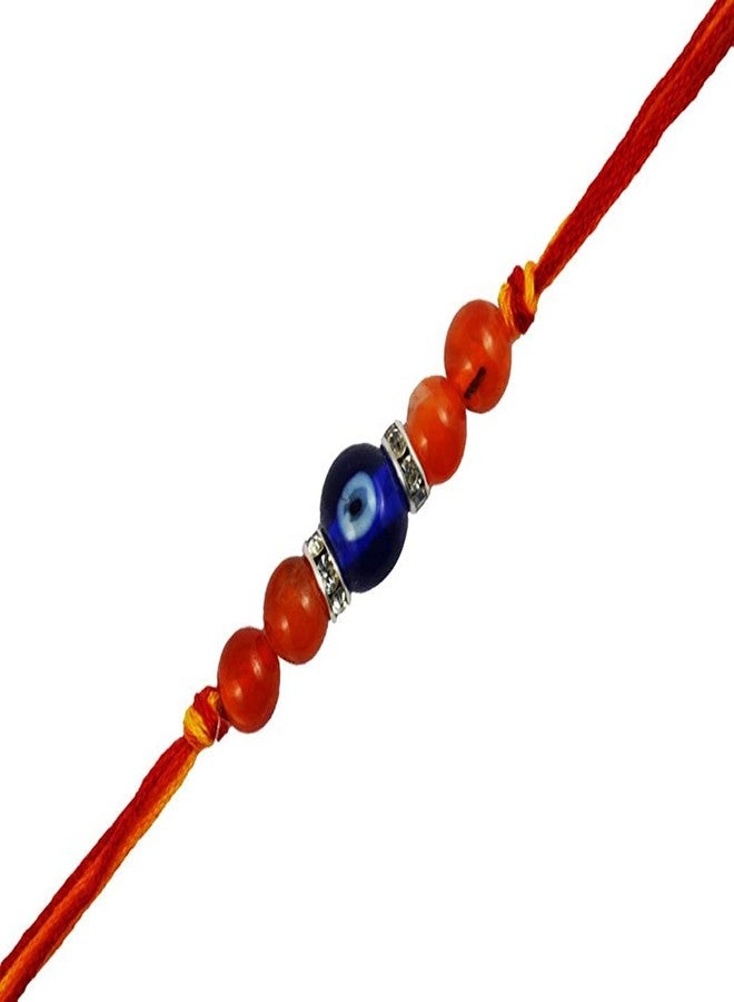 KRITI CREATIONS Multicolour Rhinestone Carnelian Rakhi for Social, Opportunities, Success with 2 Rakhi Dhaga and 1 Roli Chawal for Men and Women - Image 2