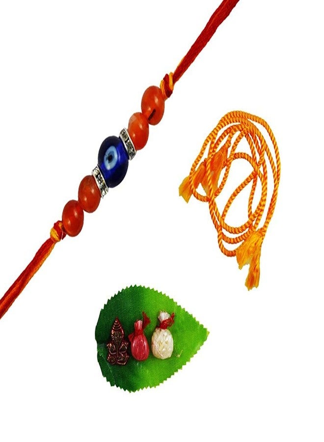 KRITI CREATIONS Multicolour Rhinestone Carnelian Rakhi for Social, Opportunities, Success with 2 Rakhi Dhaga and 1 Roli Chawal for Men and Women - Image 1