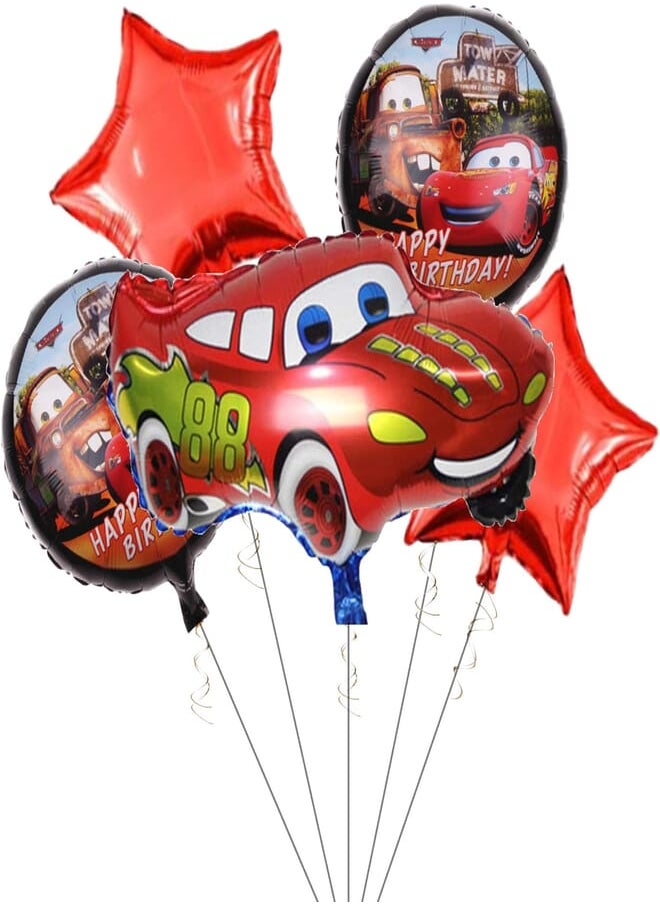 ALY 5PCS Lightning McQueen Cars Foil Balloons For Kids Birthday Baby Shower Car Theme Party Decorations 