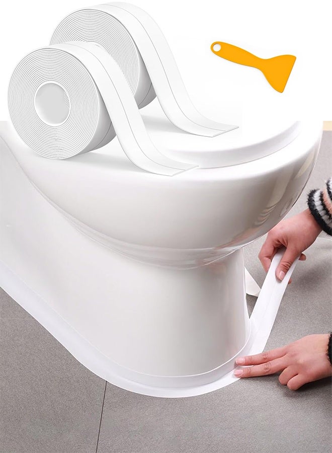 2 Rolls Caulk Tape Waterproof Self Adhesive, Toilet Caulk Sealing Strip, Bathtub Caulking Sealant Tape for Kitchen, Bathroom, Countertop, Sink, Floor Wall Edge Protector(1.5" x 10.5Ft) - Image 1