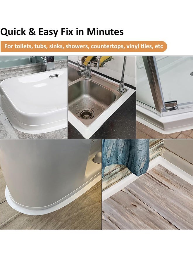 2 Rolls Caulk Tape Waterproof Self Adhesive, Toilet Caulk Sealing Strip, Bathtub Caulking Sealant Tape for Kitchen, Bathroom, Countertop, Sink, Floor Wall Edge Protector(1.5" x 10.5Ft) - Image 3