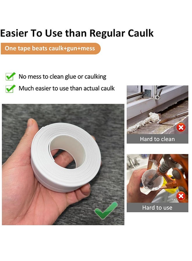 2 Rolls Caulk Tape Waterproof Self Adhesive, Toilet Caulk Sealing Strip, Bathtub Caulking Sealant Tape for Kitchen, Bathroom, Countertop, Sink, Floor Wall Edge Protector(1.5" x 10.5Ft) - Image 4