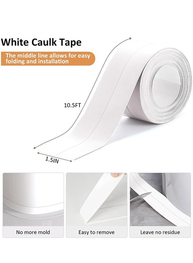 2 Rolls Caulk Tape Waterproof Self Adhesive, Toilet Caulk Sealing Strip, Bathtub Caulking Sealant Tape for Kitchen, Bathroom, Countertop, Sink, Floor Wall Edge Protector(1.5" x 10.5Ft) - Image 2