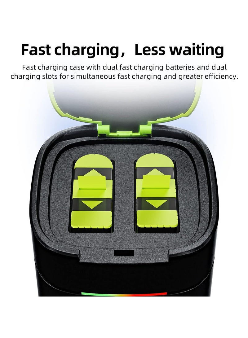 SYOSI Battery Charger for Go Pro Hero 12 11 10 9, USB-C 2A Fast Charging Box Set TF Card Storage, Portable Charger 2-Channel Battery Charging Storage (Black Fast Battery Charger Kit) - Image 4