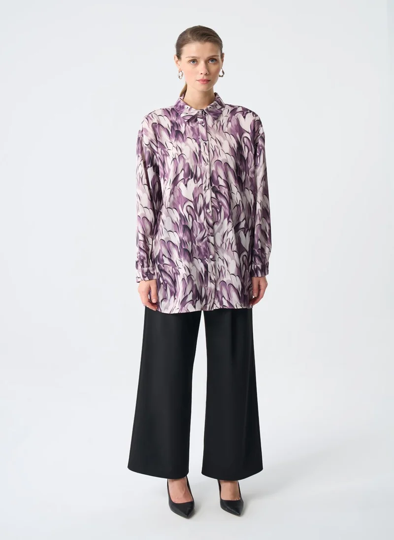 MIZALLE Ellipse Patterned Satin Tunic