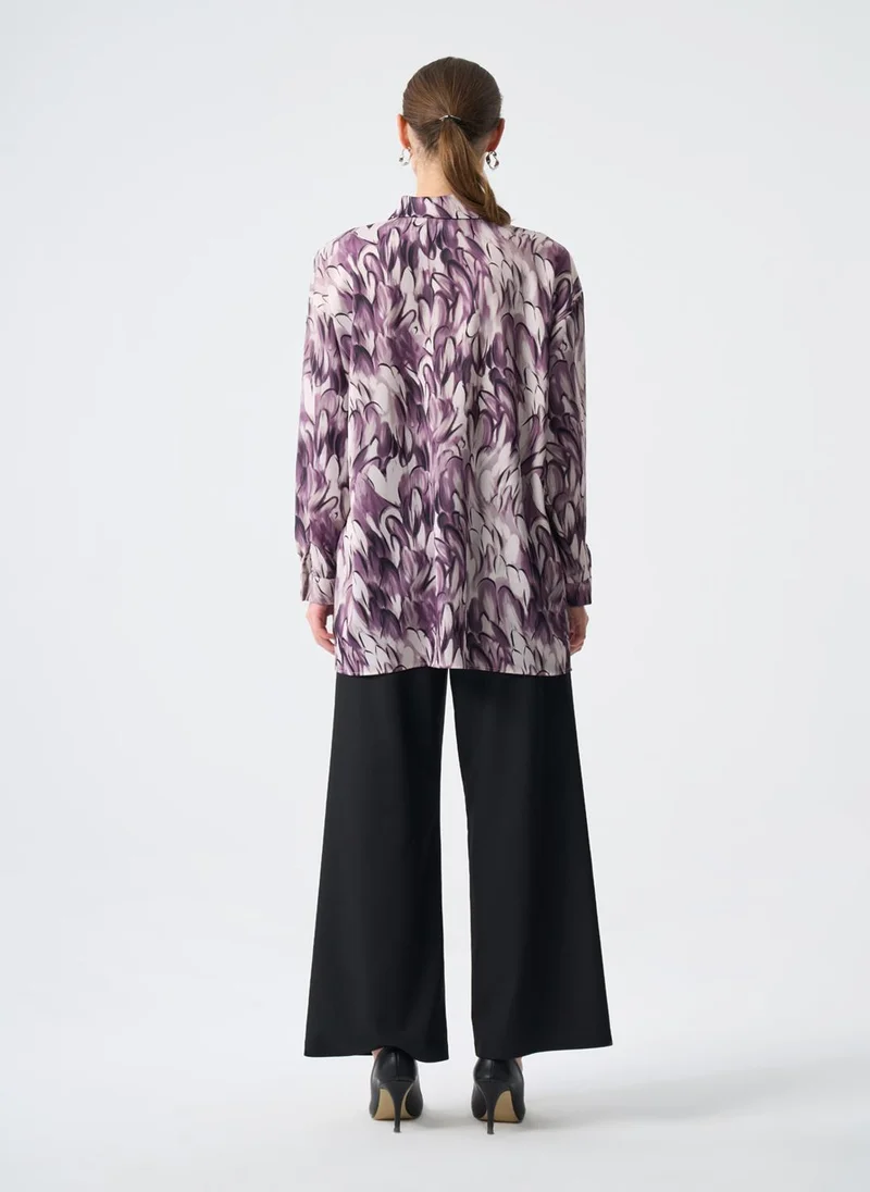 MIZALLE Ellipse Patterned Satin Tunic