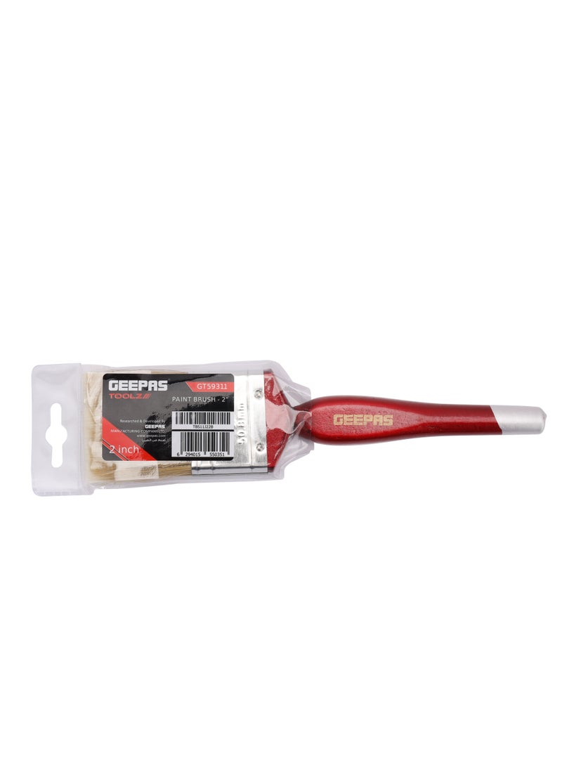 GEEPAS - Geepas 2" Paint Brush GT59311, 30% Bristles and 70% Silk, Ideal For a Variety of Surfaces and Paints, Suitable for Home and Business Use, Red - Image 1