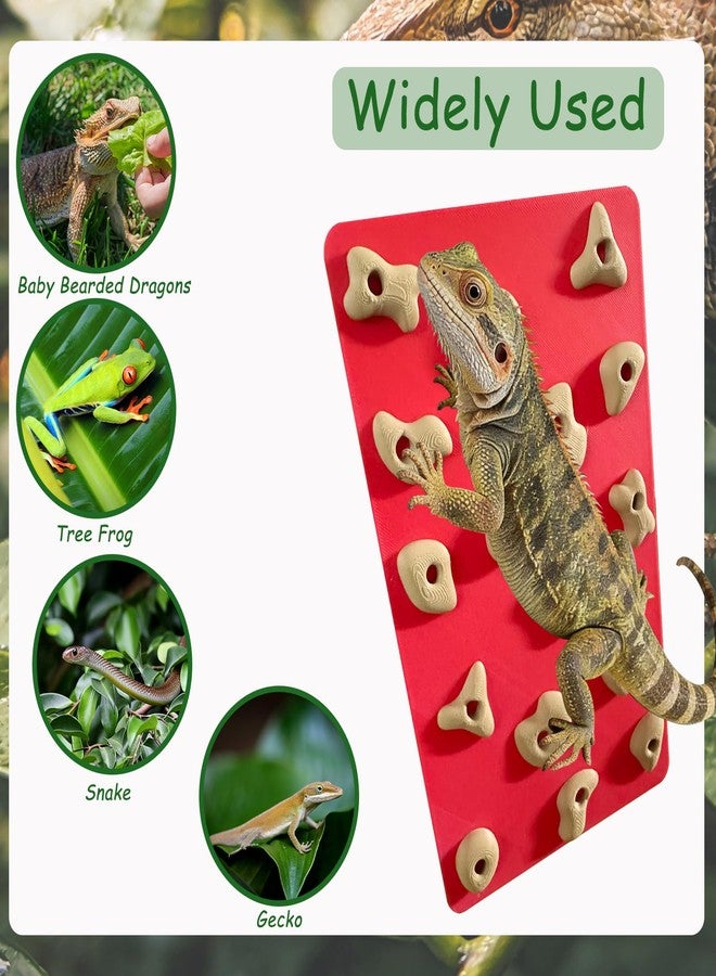 Okueejur Mini Reptile Rock Climbing Wall, Terrarium Enclosure Enrichment & Habitat Décor for Bearded Dragons, Geckos, Lizards, Snakes, Tree Frogs and Small Amphibians (Red & Beige) - Image 3