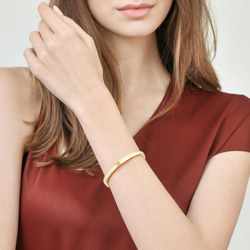 Tidefire Stainless Steel Crystal Cubic Zirconia Bracelet 18K Gold Plated Women Bracelet Titanium Steel Bangle (691 Gold) - Image 2