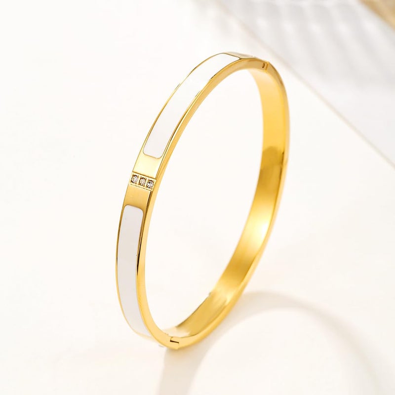 Tidefire Stainless Steel Crystal Cubic Zirconia Bracelet 18K Gold Plated Women Bracelet Titanium Steel Bangle (691 Gold) - Image 5