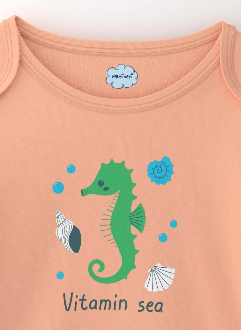 Nautinati Nautinati Infants Cotton Pack of 3 Ocean Print Bodysuit