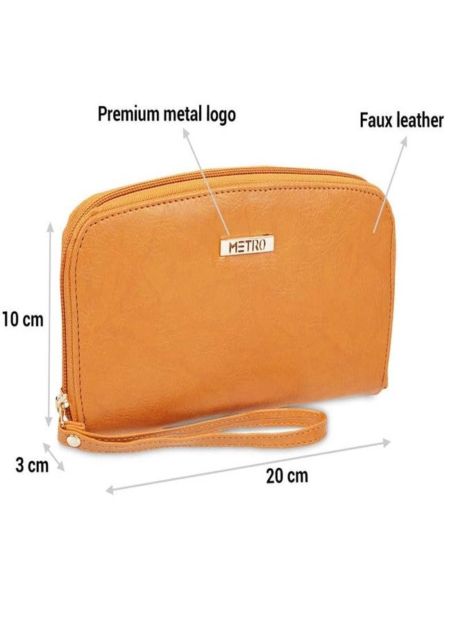 Metro Yellow Faux Leather Convenient Top Zip Closure Casual Wallet for Women (95-95) - Image 4