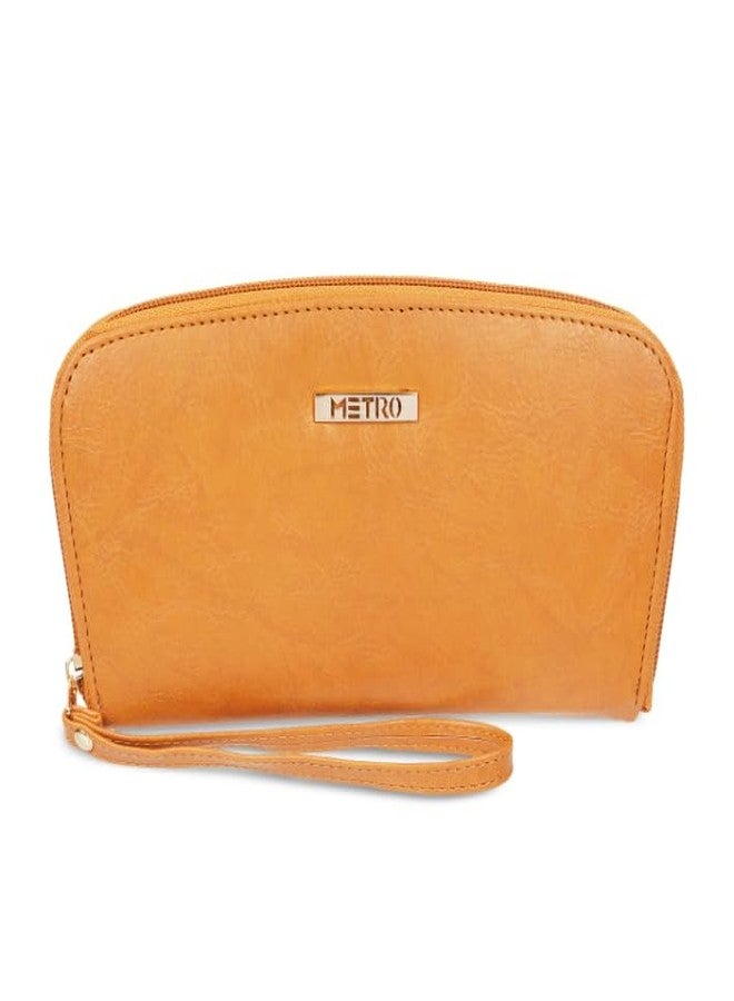 Metro Yellow Faux Leather Convenient Top Zip Closure Casual Wallet for Women (95-95) - Image 1