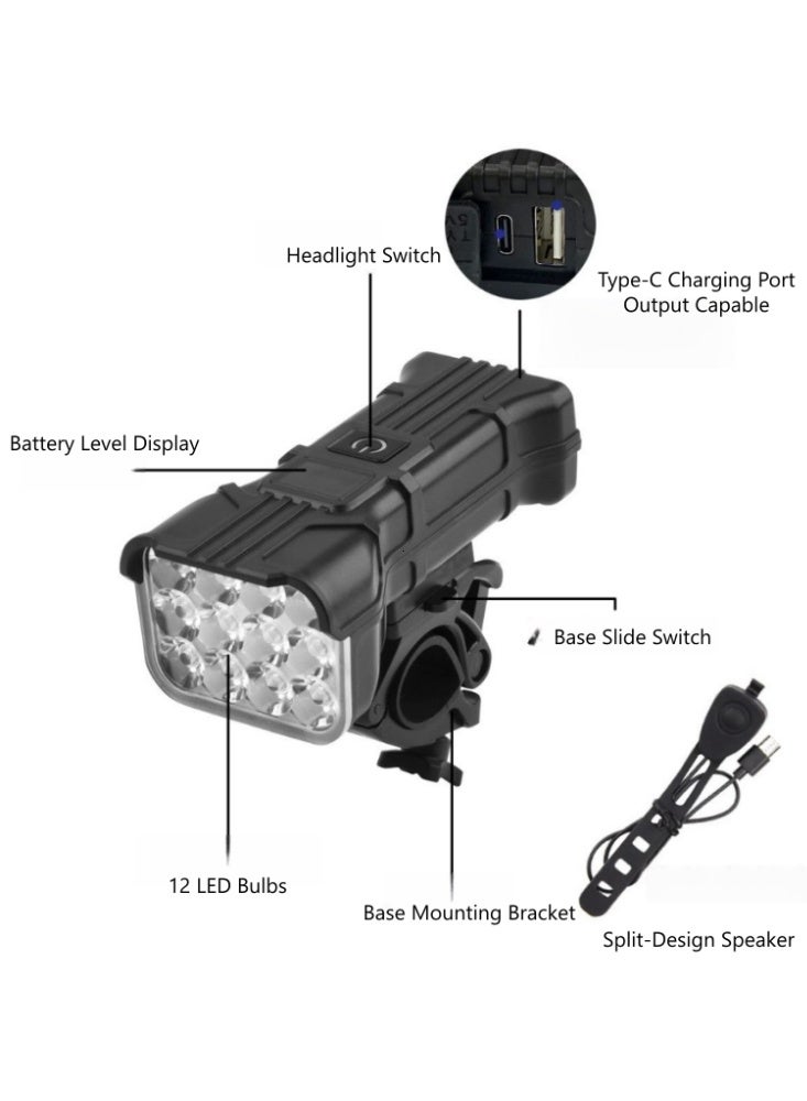 Bicycle Light and Horn 3-in-1 Set (Headlight + Taillight + Horn) - Image 3