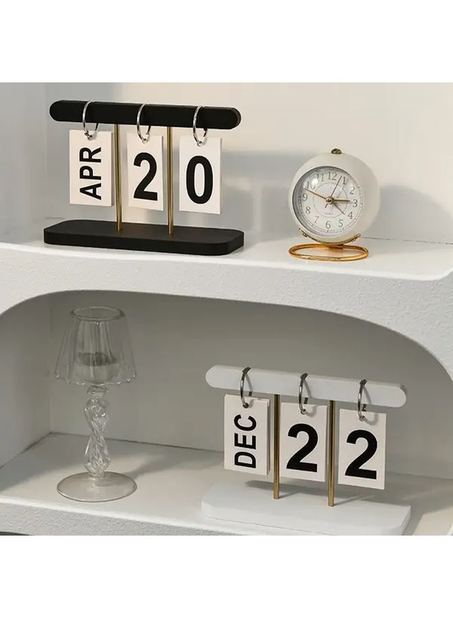 Black 12 Month Minimalist Flip Calendar Modern Desk Accessory for Home Office Decor - Image 5