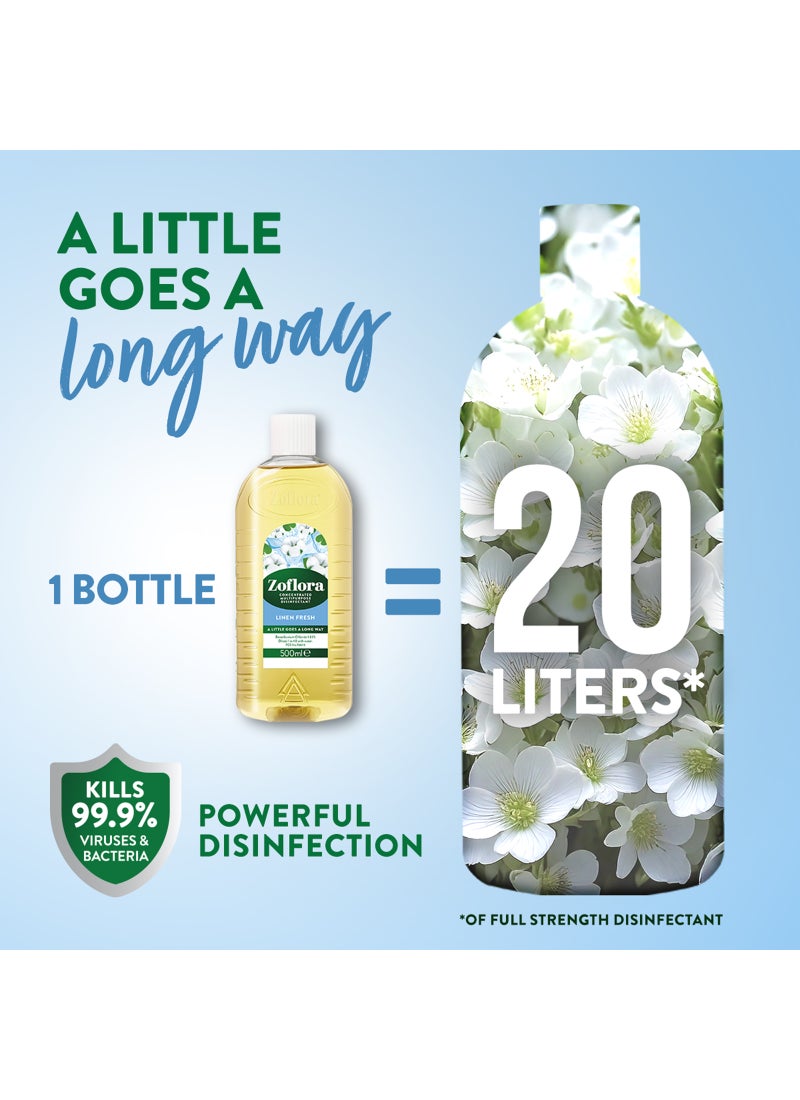 Zoflora Concentrated Multipurpose Disinfectant Linen Fresh 500ml - Image 3